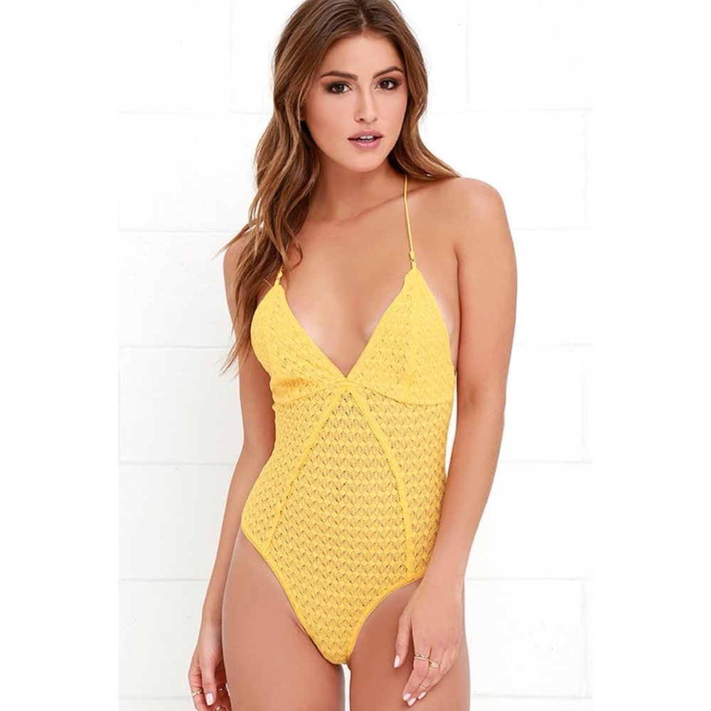 Somedays Lovin Free Road Yellow Lace Bodysuit